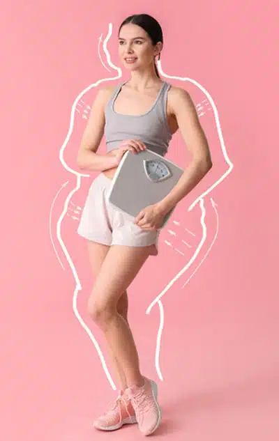 Girls with weight machine thinking for Weight loss exercise idea