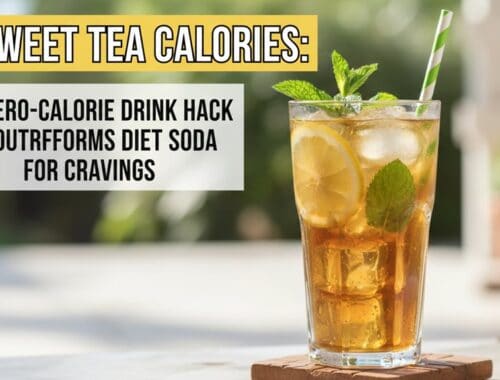 A refreshing glass of unsweetened iced tea with lemon and mint, highlighting a zero-calorie drink hack that can help curb cravings and support weight management.
